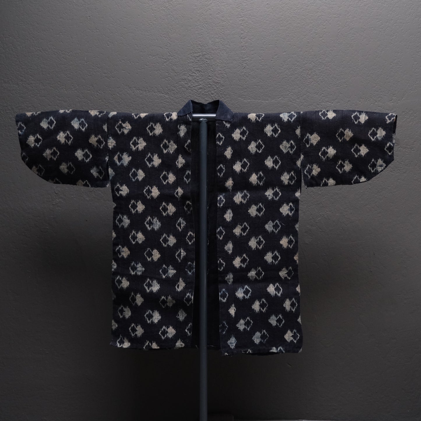 Japanese double ikat woven robe with geometric pattern, Okinawan tradition
