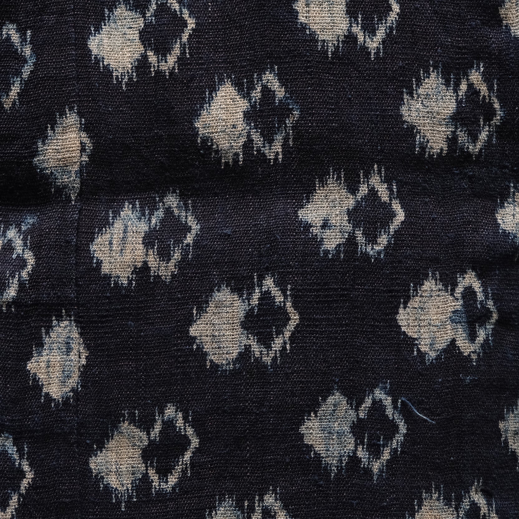 Reverse of Japanese double ikat woven robe showing construction