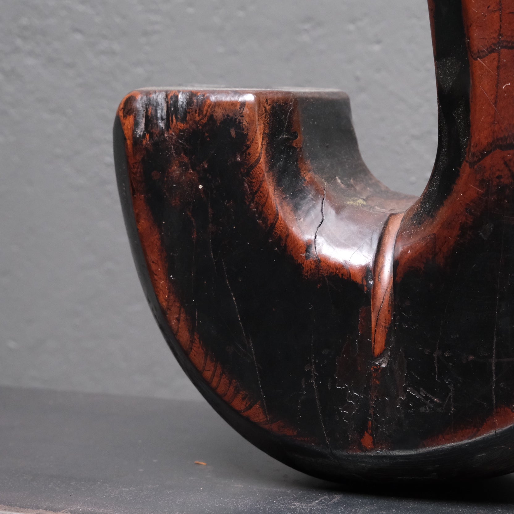 19th century Edo Ebisu style jizai kagi side view showing peaked cap silhouette