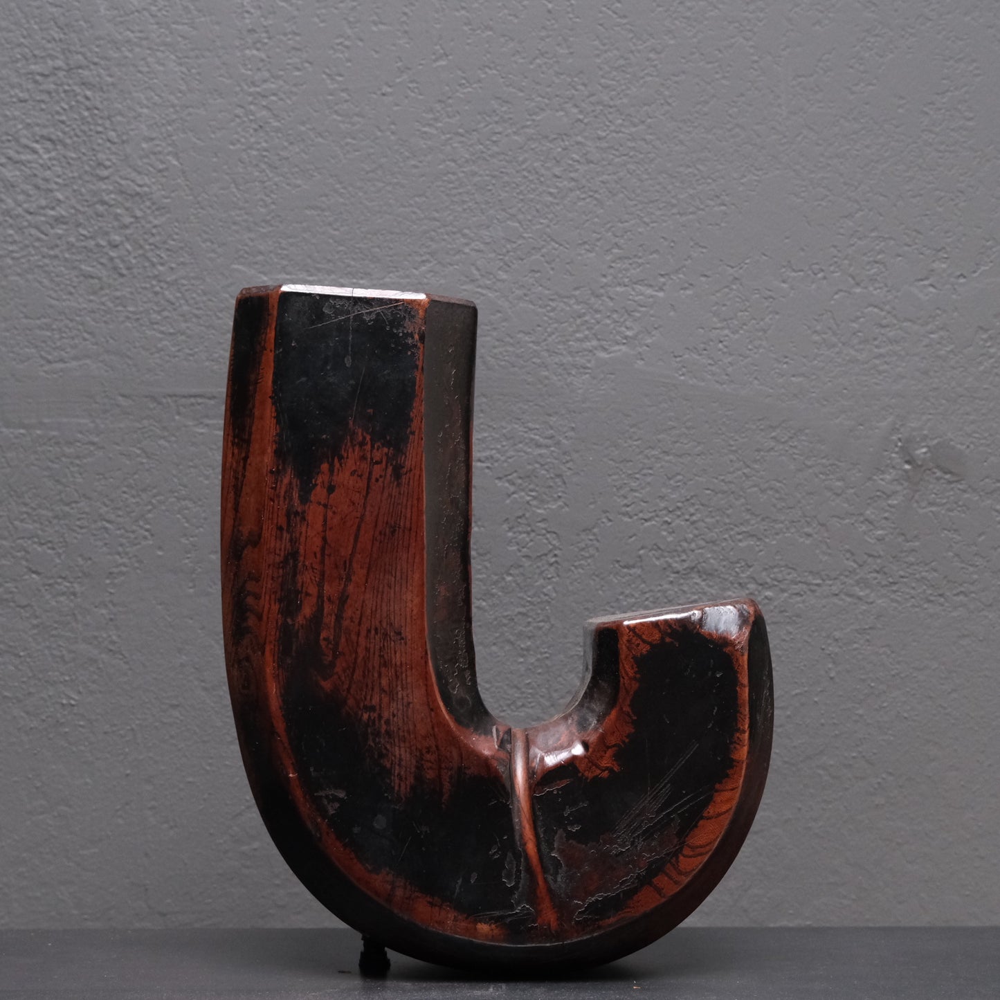 Close-up of hearth smoke patina on Edo period Ebisu jizai pot hook