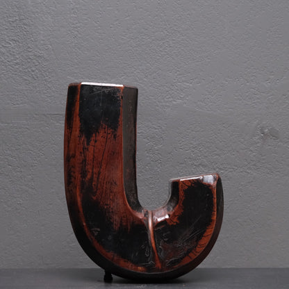 Close-up of hearth smoke patina on Edo period Ebisu jizai pot hook