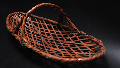 Alternate angle of signed Japanese madake elliptical bamboo basket