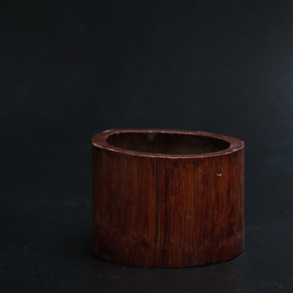 Full view of Japanese madake bamboo ikebana basket with water container