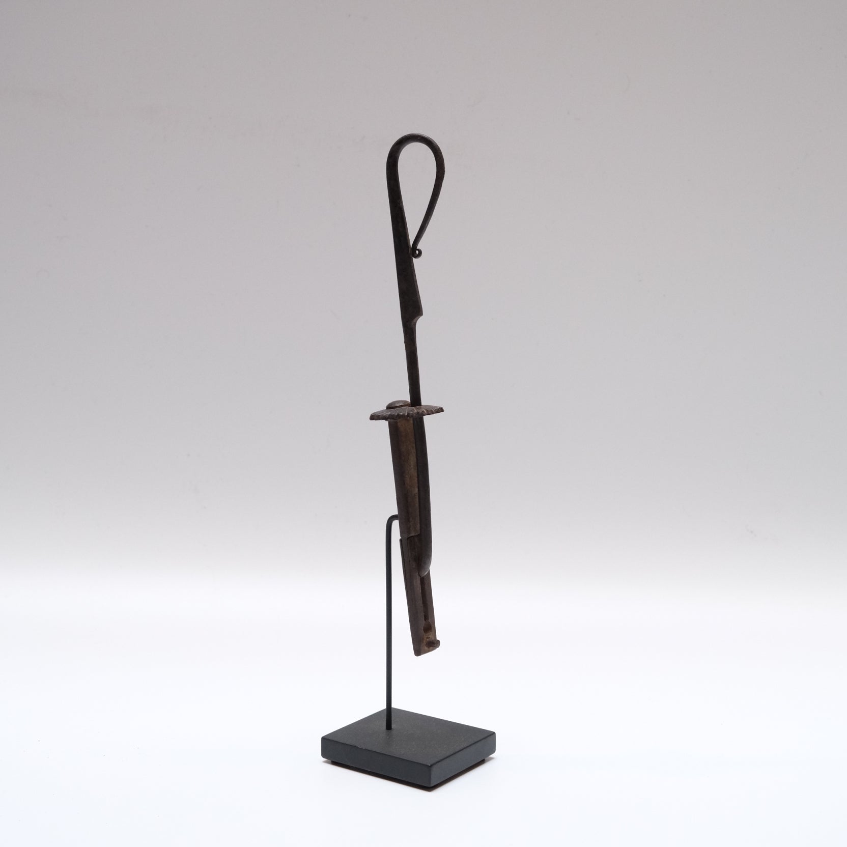 Japanese iron padlock with key, traditional mechanical locking mechanism