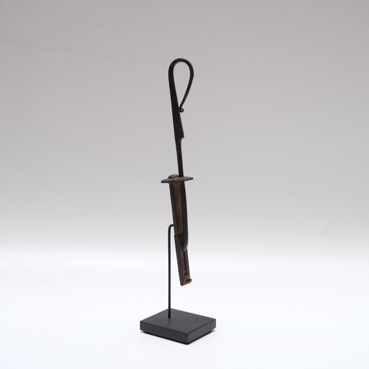 Japanese iron padlock with key, traditional mechanical locking mechanism