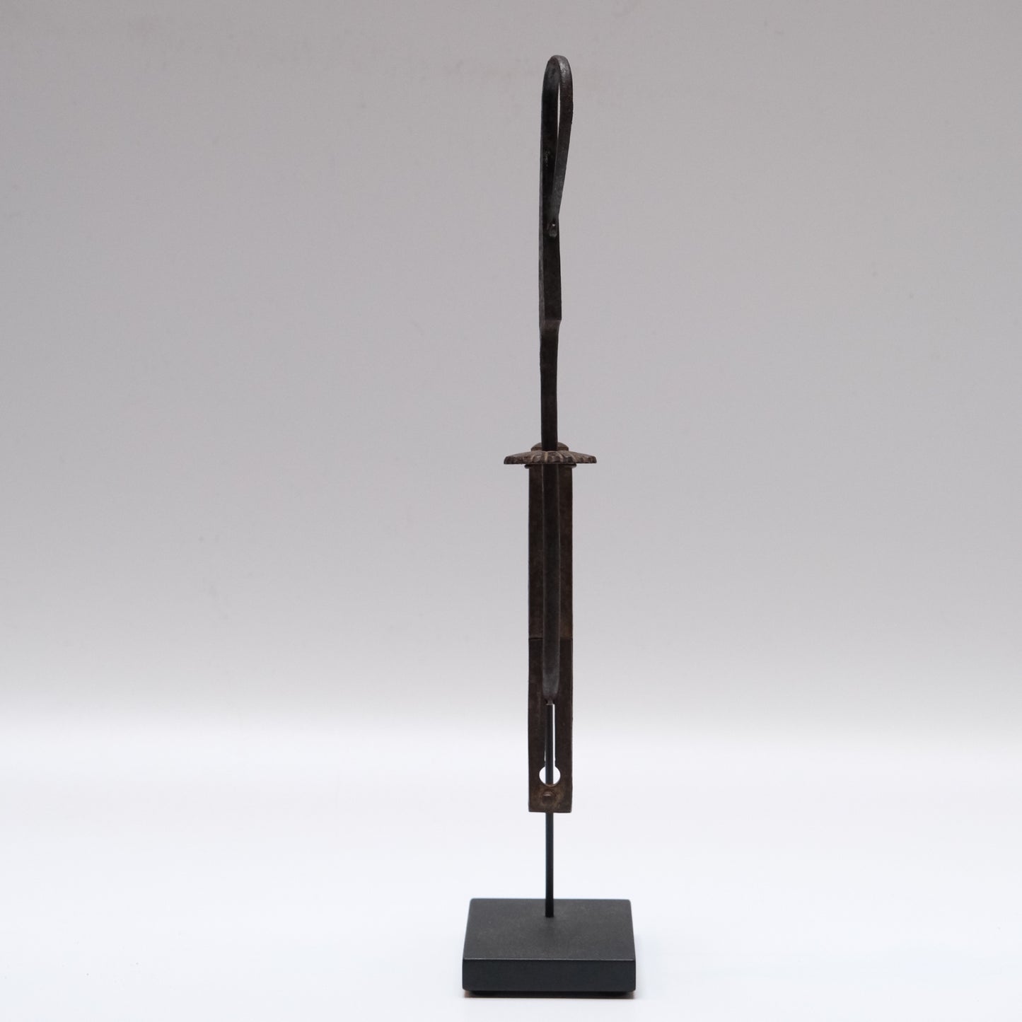 Edo period iron tansu lock close-up of kiku chrysanthemum motif