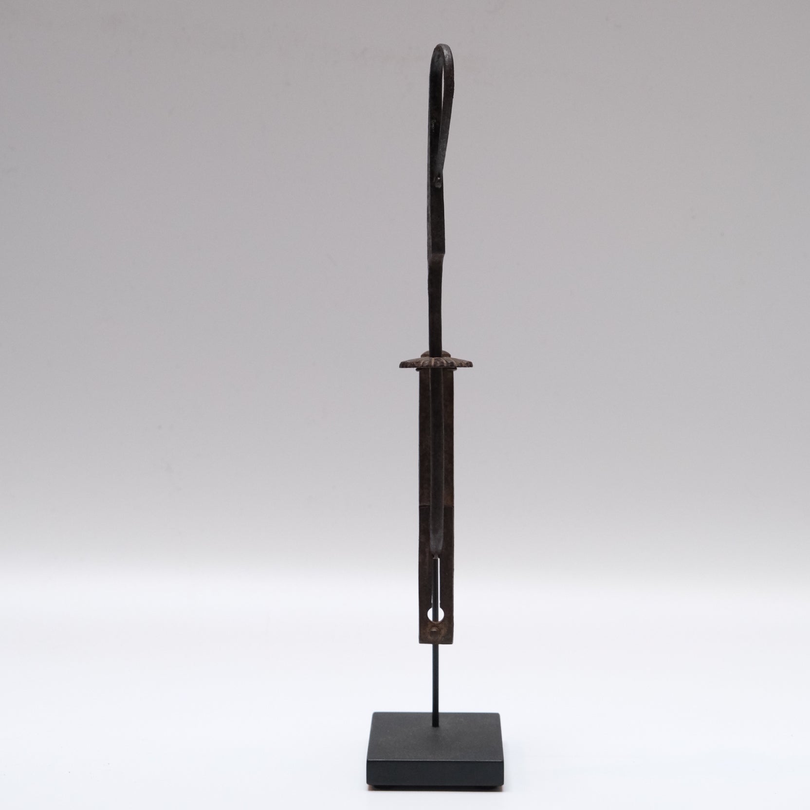 Edo period iron tansu lock close-up of kiku chrysanthemum motif