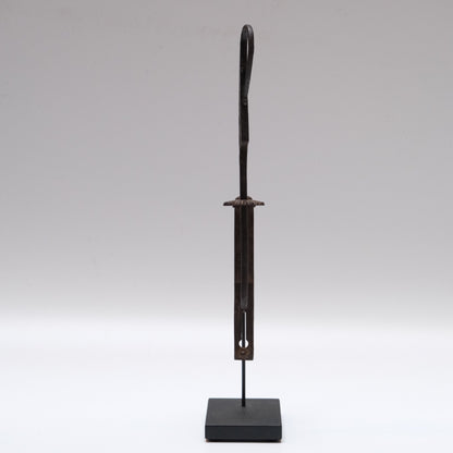 Edo period iron tansu lock close-up of kiku chrysanthemum motif