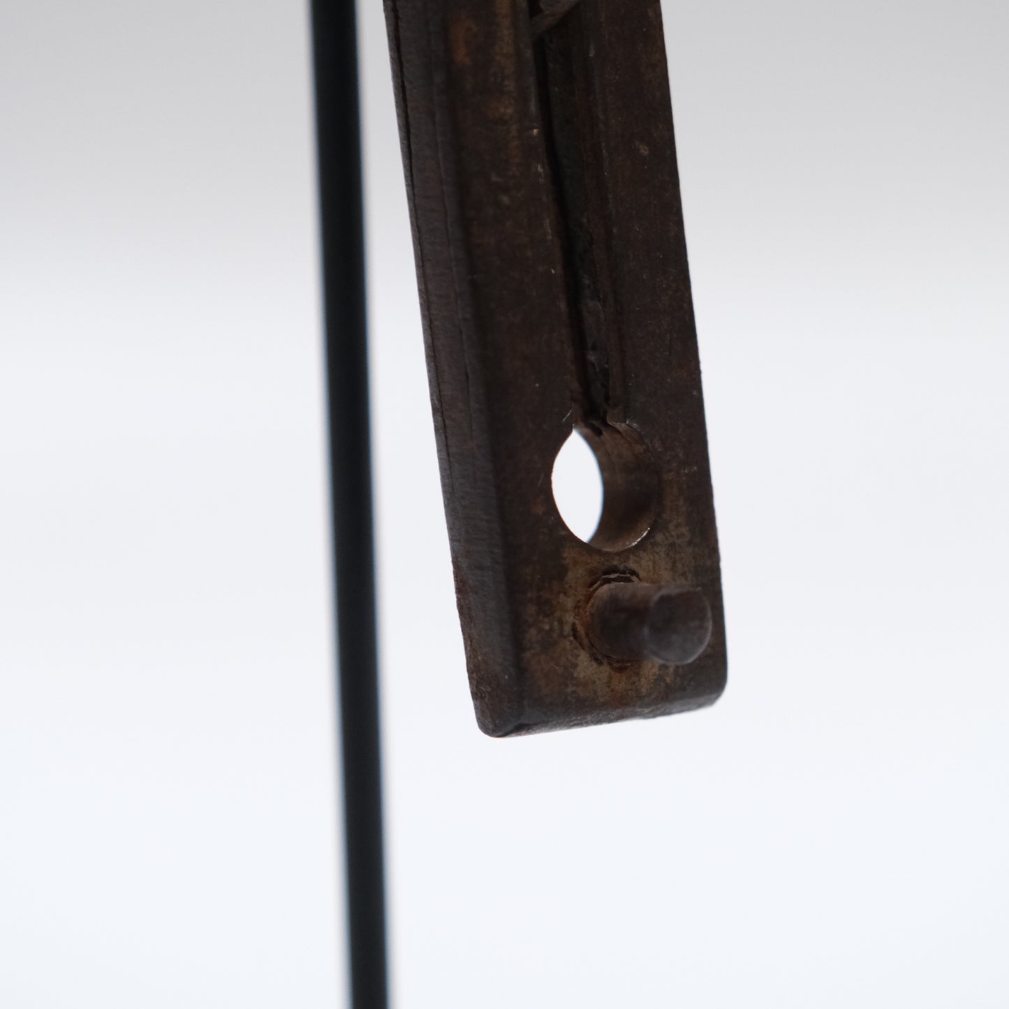 Full view of Edo 18-19th century Japanese iron kiku chrysanthemum tansu lock