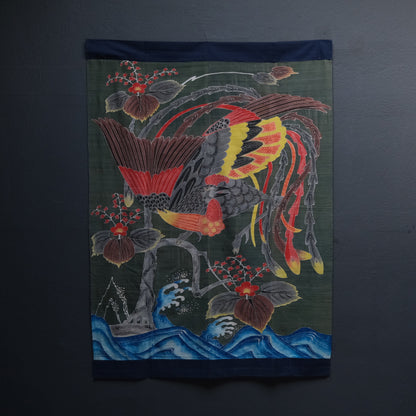 Japanese futonji futon cover with large-scale indigo dye pattern