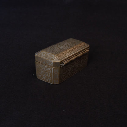 Maranao brass betel nut box engraved with silver-inlaid okir scrollwork, view 4 of 10