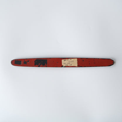 Ainu ikupasuy prayer stick in black lacquer painted with scrolling stems, red commas and gold rosettes, view 10 of 12