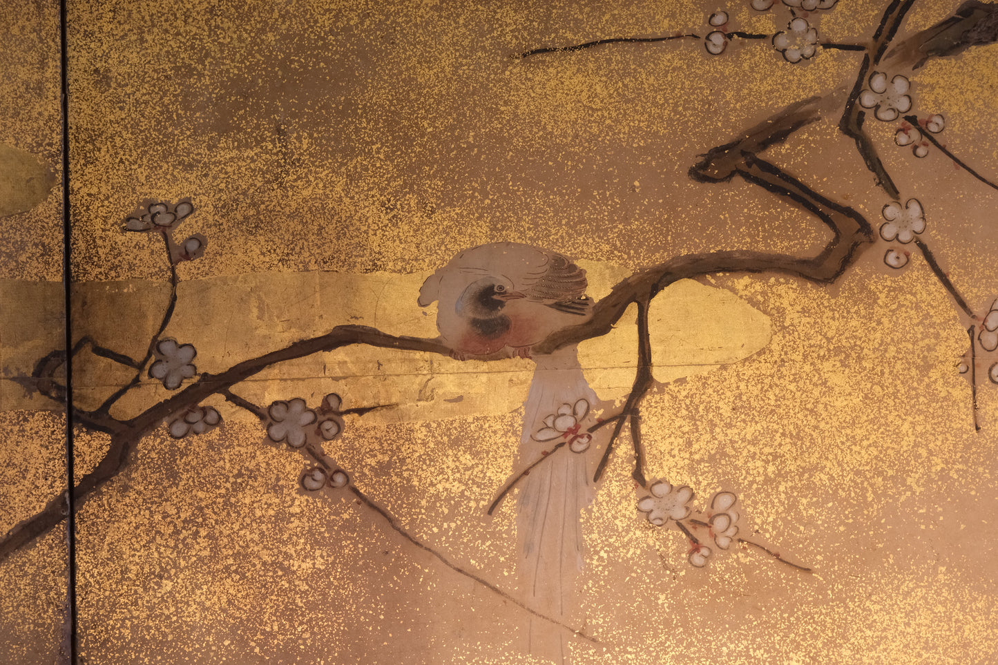 Detail of ink painting technique on 19th century Japanese Kano school screen