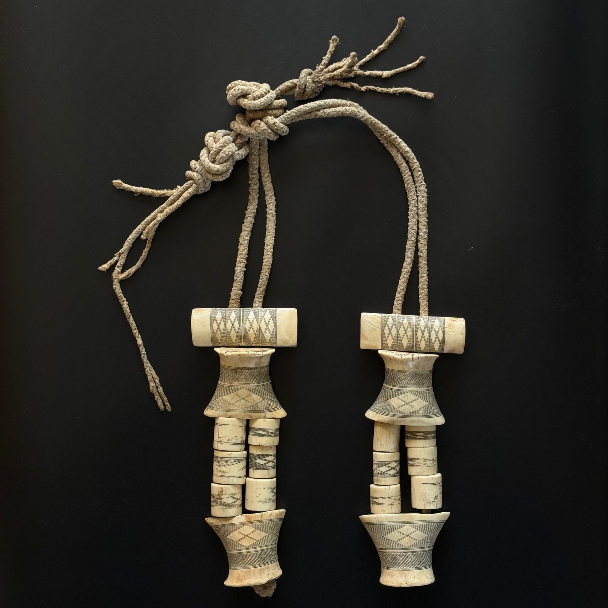 Japanese cow crupper, leather and rope harness fitting for working animal