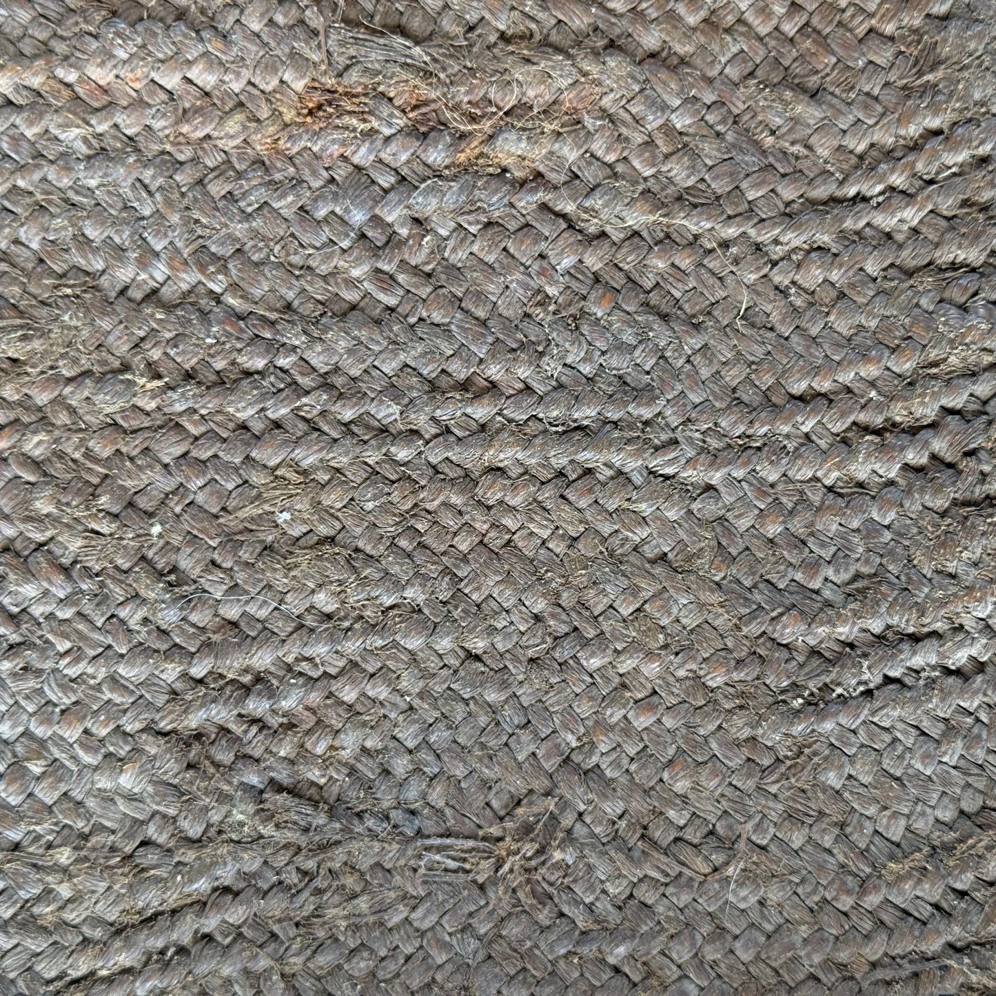 Old collection label detail on 19th century Oceanic pandanus sewing kit