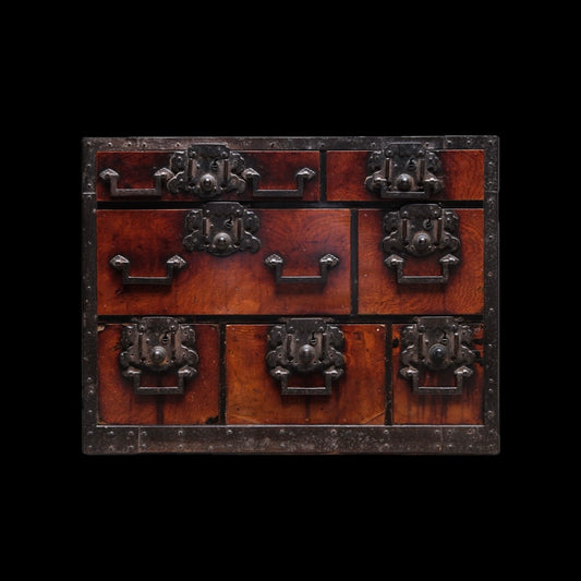 Japanese funa-dansu ship's chest with iron hardware, inland sea captain's chest